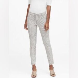 Banana Republic Ivory Black Stripe Sloan Slim Fit Ankle length
